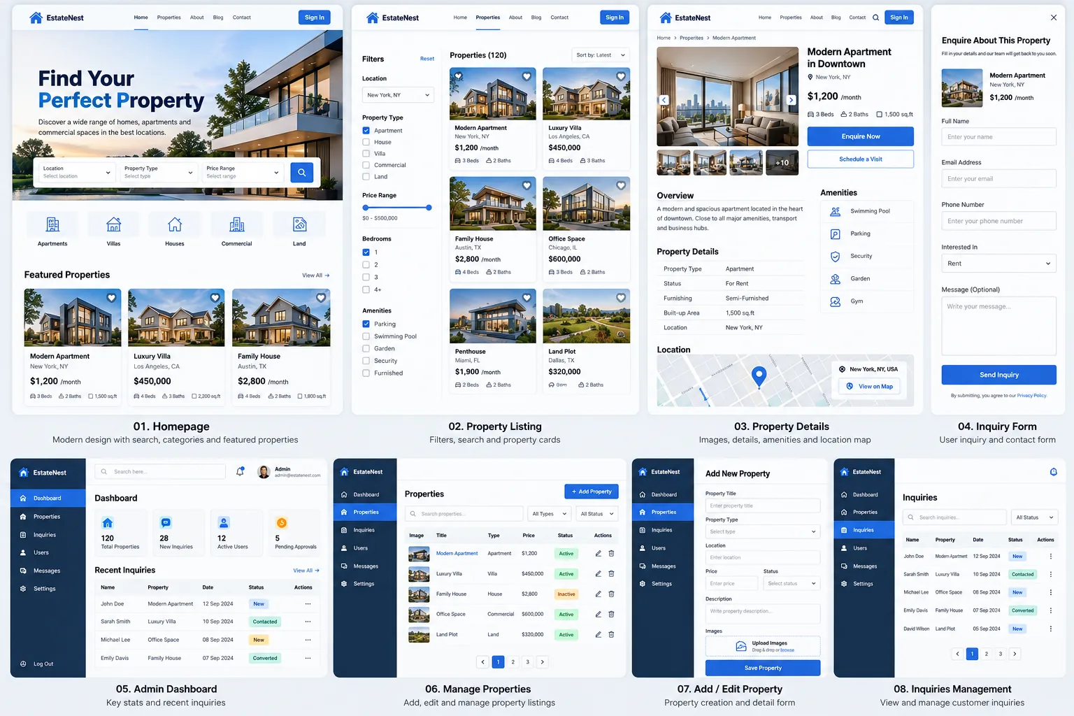 EstateNest Real Estate UI Mockup Montage